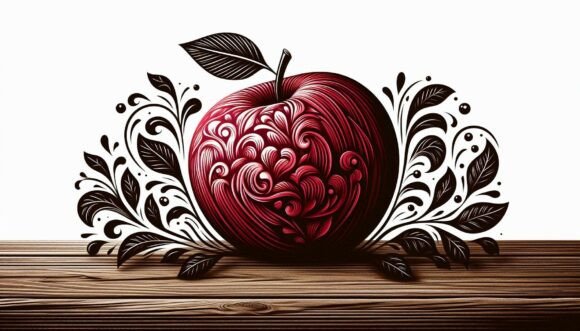 Apple on a Table: A Versatile Digital Illustration for Your Creative Projects
