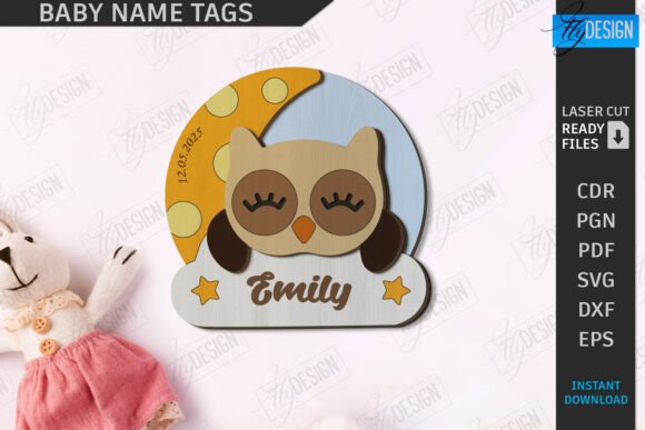 Baby Name Tag Laser Cut Round Wall Sign