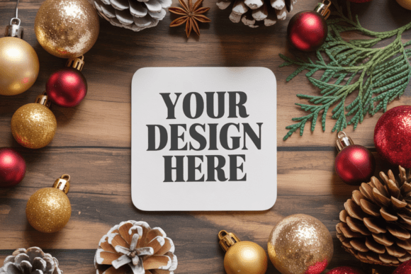 Christmas Coaster Mockup 10: Elevate Your Holiday Designs