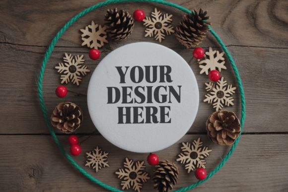 Christmas Coaster Mockup 107: Elevate Your Holiday Designs Without the Guesswork