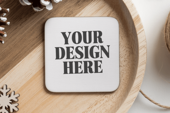 Christmas Coaster Mockup 129: Elevating Holiday Design Presentations