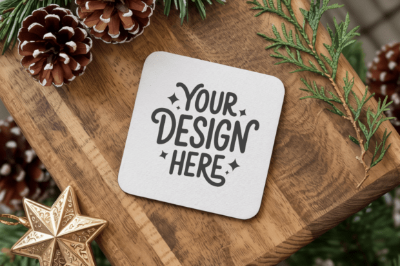 Christmas Coaster Mockup 133: Clean Design for Festive Presentations