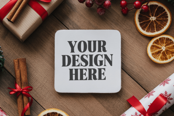Christmas Coaster Mockup 46: Elevate Your Holiday Designs