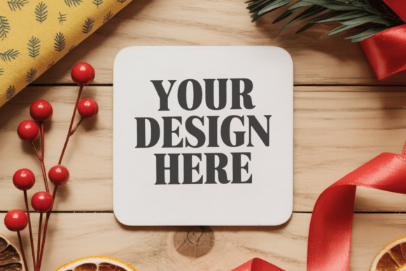 Christmas Coaster Mockup 49: Elevate Your Holiday Designs