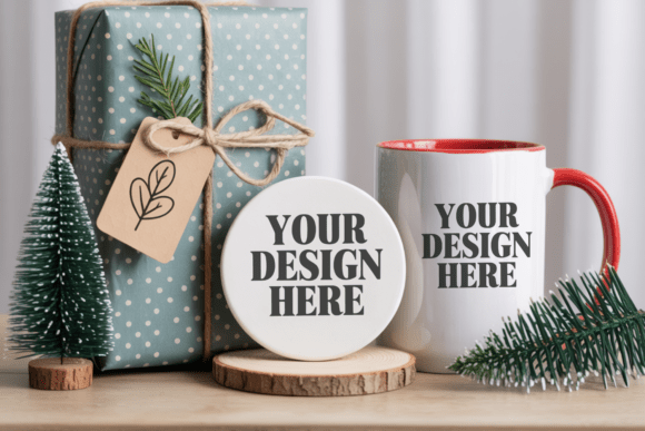 Christmas Coaster Mockup 56: Elevate Your Holiday Designs