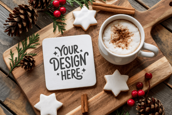 Christmas Coaster Mockup 65: A Festive Design Asset
