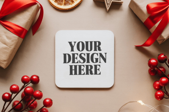 Christmas Coaster Mockup 67: Elevate Your Holiday Designs