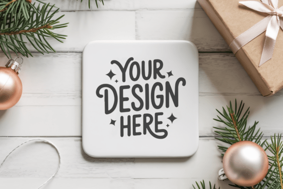 Christmas Coaster Mockup 9: A Clean Holiday Showcase