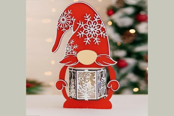 Christmas Gnome Lantern - Candle Holder