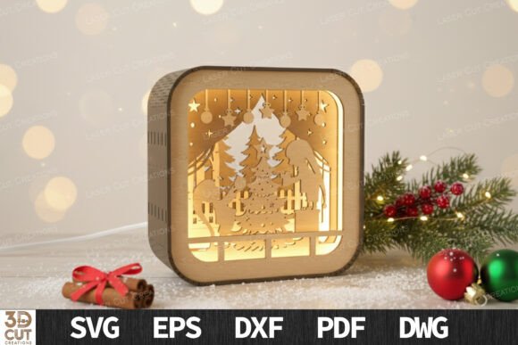 Christmas Gnome Shadow Box Lantern SVG