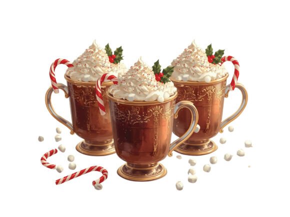 Christmas Hot Cocoa Mug Clipart Set PNG