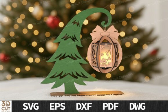 Christmas Tree Lantern Santa Sleigh SVG