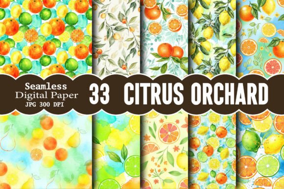 Citrus Orchard Seamless Digital Pattern: A Versatile Choice for Creative Designers