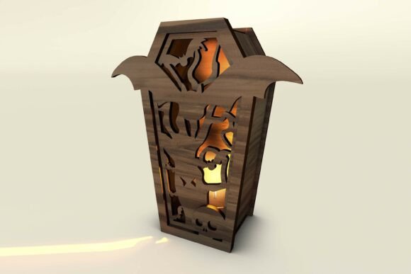 Coffin Lantern with Spooky Bat Design