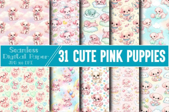 Cute Pink Puppies Digital Papers: A Versatile Design Resource for Every Creative Project