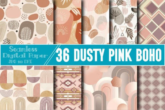 Dusty Pink Boho Seamless Pattern -Set: A Creative Toolkit for Modern Designers