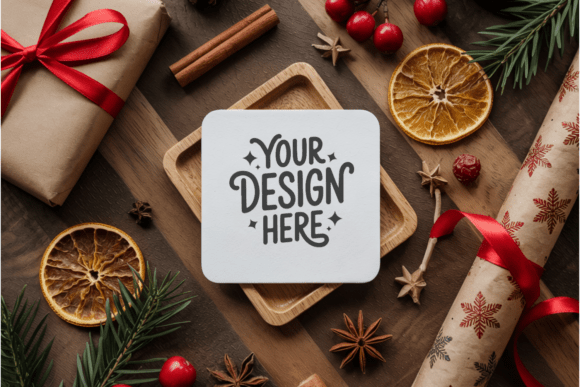 Elevate Your Holiday Brand with the Christmas Coaster Mockup 42 Collection