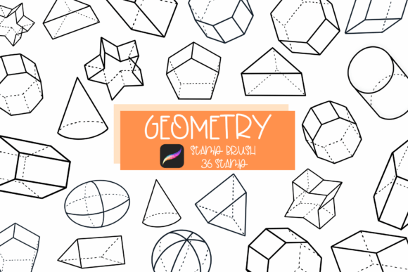 Geometry Procreate Stamp: 36 Stamps for Art