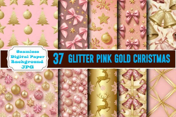 Glitter Pink Gold Christmas Papers: Elevating Your Holiday Designs