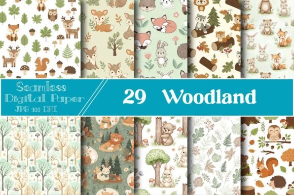 Immerse Yourself in the Nostalgia of a Woodland Adventure with Our Seamless Digital Pattern