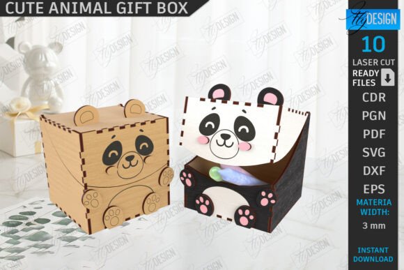 Kids Gift Box Laser Cut Cute Animals