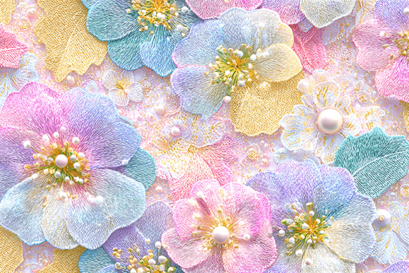 Luxury Pastel Embroidery Flowers: Elevating Design with Textured Elegance