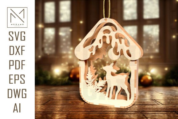 Reindeer Forest Ornament SVG: Layered Holiday Magic