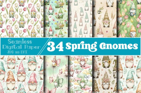 Spring Gnomes Seamless Patterns: A Versatile Solution for Creative Projects