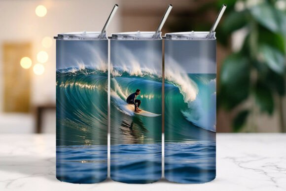 Surfer in Barrel Photorealistic Tumbler