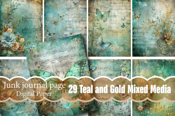 Teal and Gold Mixed Media Junk Journal: A Creative Resource Guide
