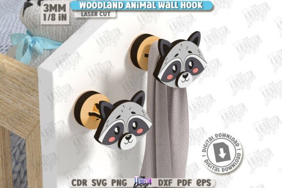 Woodland Wall Hook Laser Cut Animal Face
