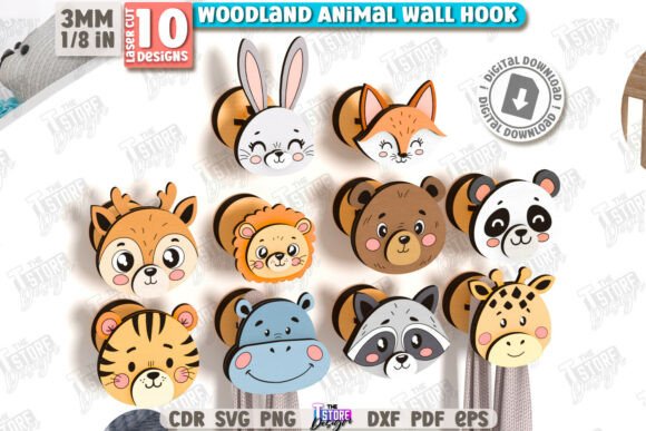 Woodland Wall Hooks Laser Cut Bundle